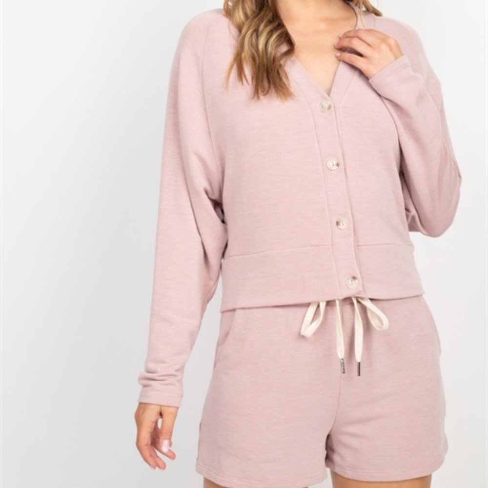 Pink coord set Button down top with Shorts - Picture 9 of 9